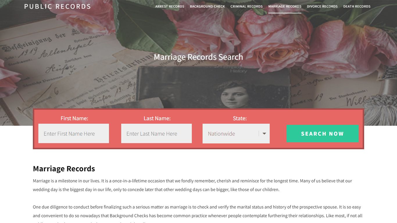 Marriage Records | Enter Name and Search. 14Days Free